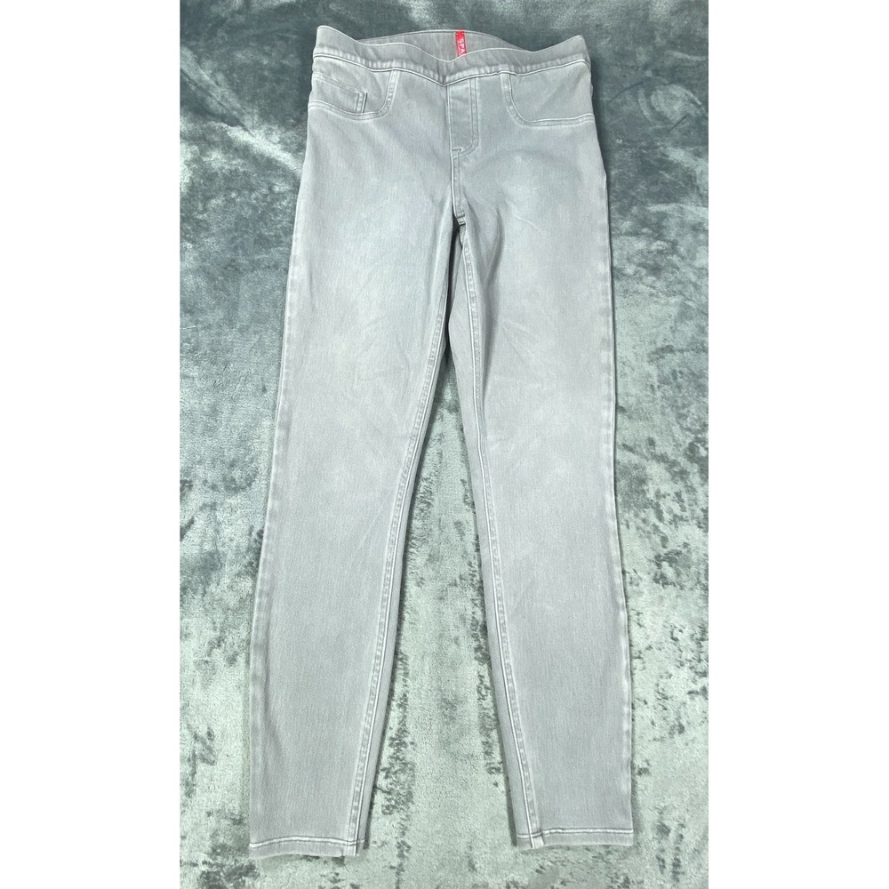 Spanx Pants Women's Medium Gray Stretch Twill Wide Leg Cropped High Rise Casual
